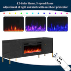Clihome High Gloss Storage 70  TV Stand with 36  Electric Fireplace