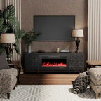 Clihome High Gloss Storage 70  TV Stand with 36  Electric Fireplace