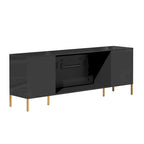 Clihome High Gloss Storage 70  TV Stand with 36  Electric Fireplace