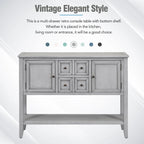 Retro Style Buffet Sideboard Wood Console Table with Bottom Shelf, Easy Assemble, for Living Room, Kitchen, Entryway