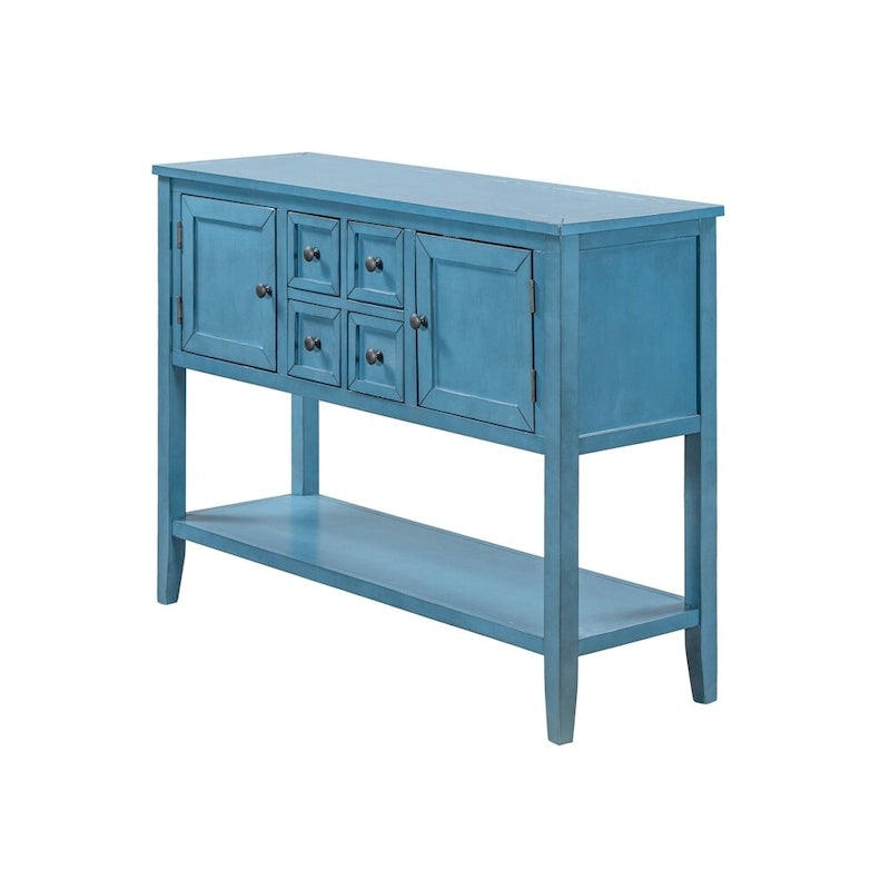 Retro Style Buffet Sideboard Wood Console Table with Bottom Shelf, Easy Assemble, for Living Room, Kitchen, Entryway