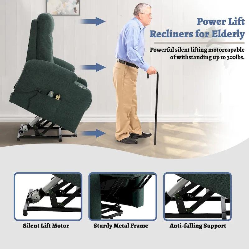 Clihome Soft Upholstered Electric Massage Recliner with Cup Holder
