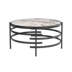 32.48  Modern Round Coffee Table with Sintered Stone Top & Sturdy Metal Frame