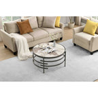 32.48  Modern Round Coffee Table with Sintered Stone Top & Sturdy Metal Frame