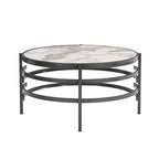 32.48  Modern Round Coffee Table with Sintered Stone Top & Sturdy Metal Frame