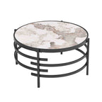 32.48  Modern Round Coffee Table with Sintered Stone Top & Sturdy Metal Frame