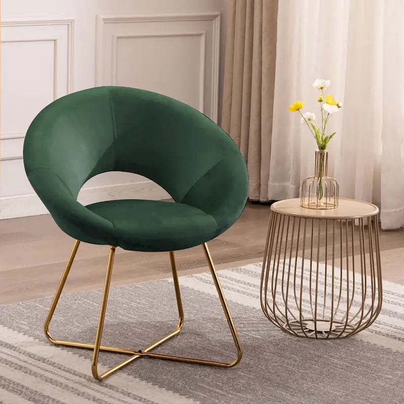Porthos Home Reine Leisure Accent Chair, Velvet Upholstery, Gold Legs
