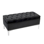 Porthos Home Helge Velvet Flip Top Storage Ottoman Bench with Chrome Legs