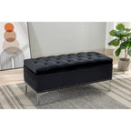 Porthos Home Helge Velvet Flip Top Storage Ottoman Bench with Chrome Legs