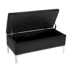 Porthos Home Helge Velvet Flip Top Storage Ottoman Bench with Chrome Legs