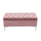 Porthos Home Helge Velvet Flip Top Storage Ottoman Bench with Chrome Legs