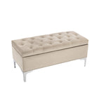 Porthos Home Helge Velvet Flip Top Storage Ottoman Bench with Chrome Legs