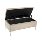 Porthos Home Helge Velvet Flip Top Storage Ottoman Bench with Chrome Legs