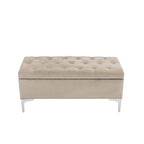 Porthos Home Helge Velvet Flip Top Storage Ottoman Bench with Chrome Legs