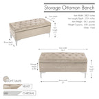 Porthos Home Helge Velvet Flip Top Storage Ottoman Bench with Chrome Legs