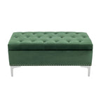 Porthos Home Helge Velvet Flip Top Storage Ottoman Bench with Chrome Legs
