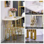 Modern Console Table 55 inch Sofa Table with High Gloss Top and Mirrored Metal Base for Entryway Living Room