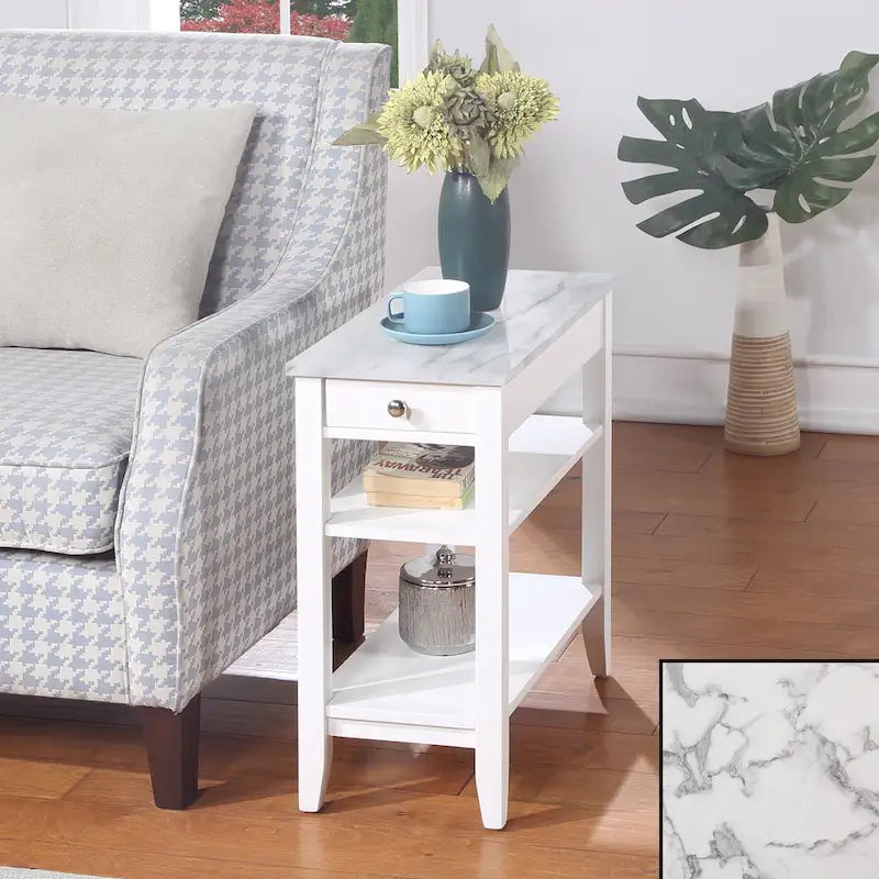 Convenience Concepts American Heritage 1 Drawer Chairside End Table with Shelves