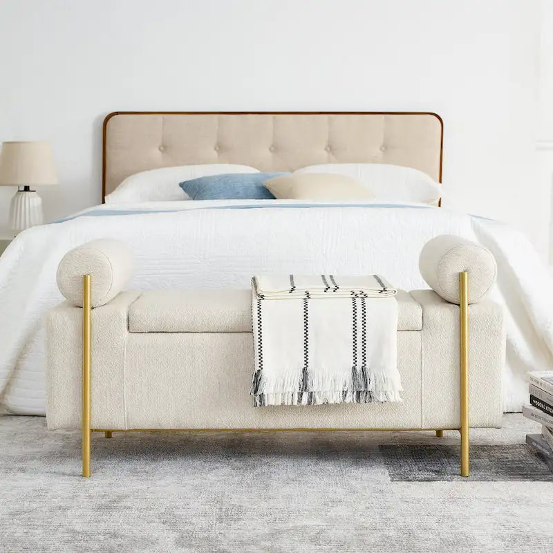 Elegant Upholstered Velvet Storage Bench