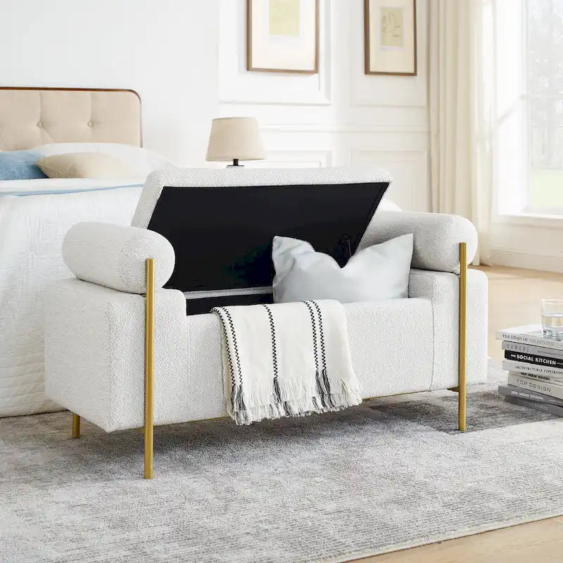 Elegant Upholstered Velvet Storage Bench