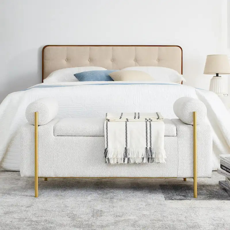 Elegant Upholstered Velvet Storage Bench