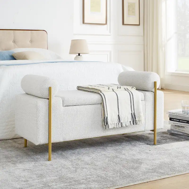 Elegant Upholstered Velvet Storage Bench