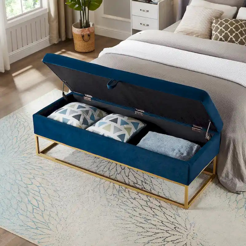 58.6  Bed Bench Metal Base with Storage