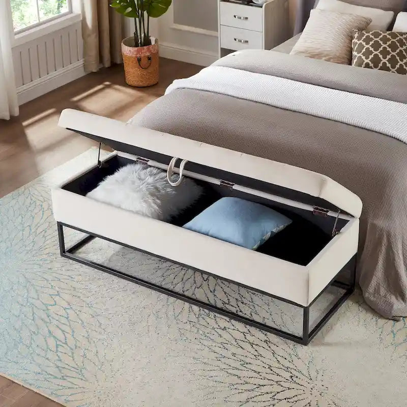 58.6  Bed Bench Metal Base with Storage