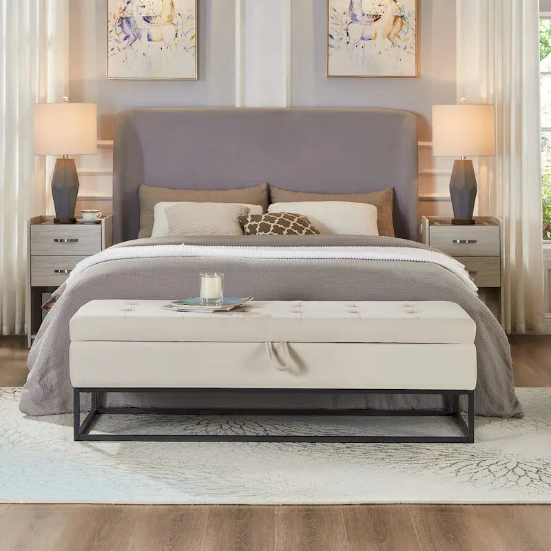 58.6  Bed Bench Metal Base with Storage