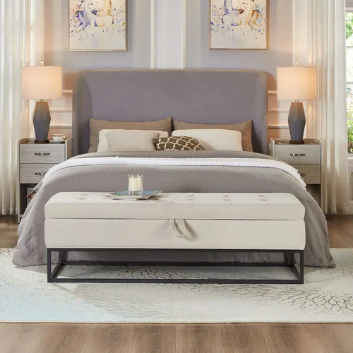 58.6  Bed Bench Metal Base with Storage