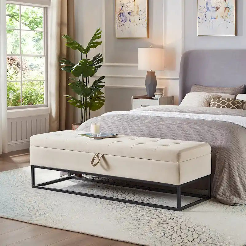 58.6  Bed Bench Metal Base with Storage