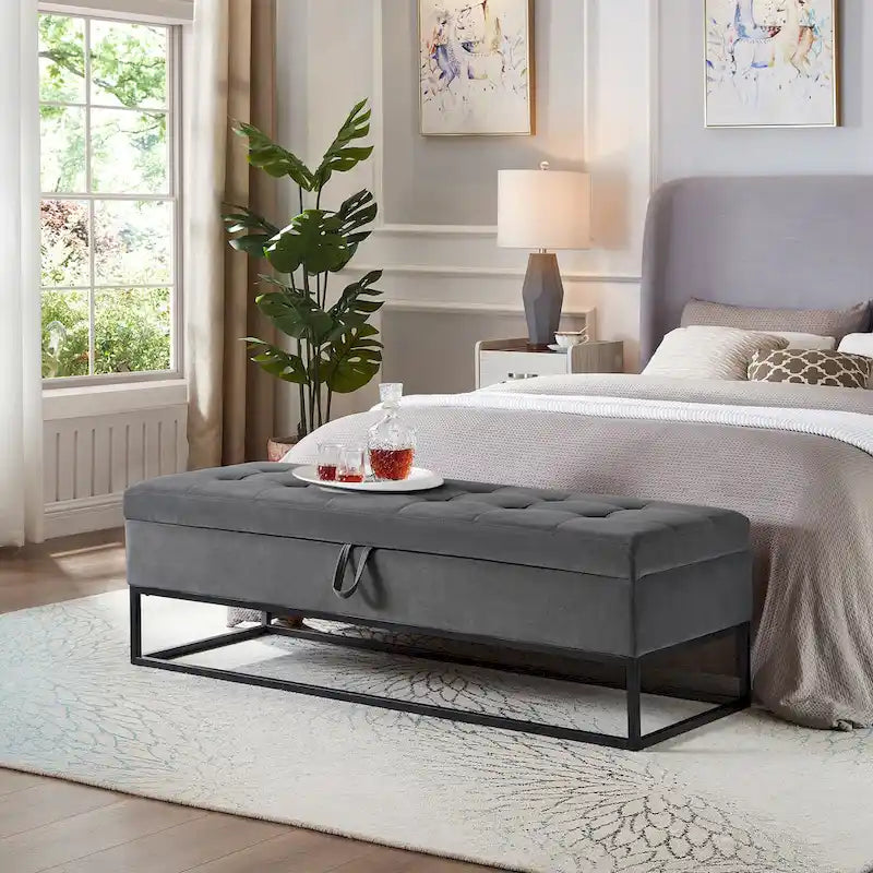 58.6  Bed Bench Metal Base with Storage