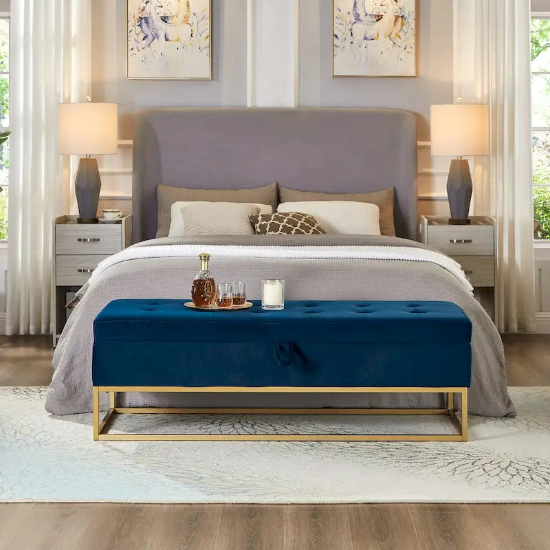 58.6  Bed Bench Metal Base with Storage