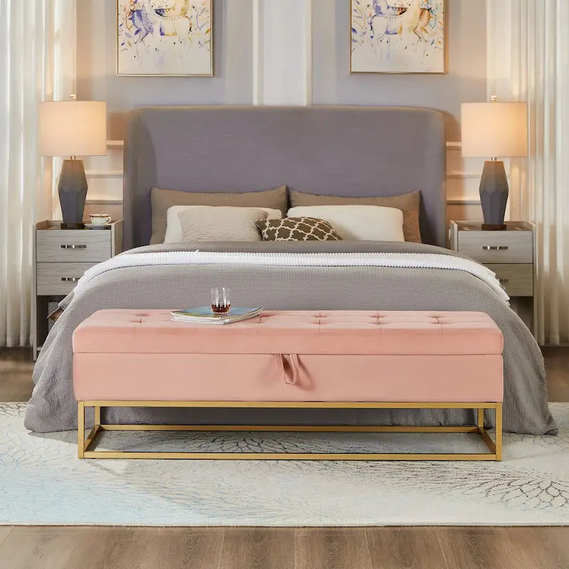 58.6  Bed Bench Metal Base with Storage