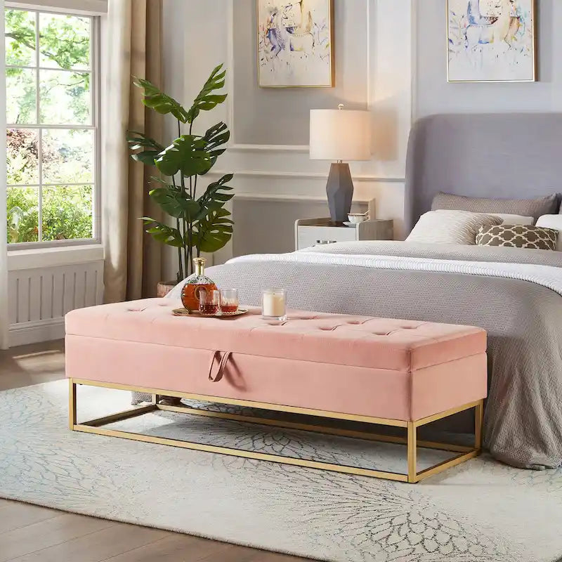 58.6  Bed Bench Metal Base with Storage