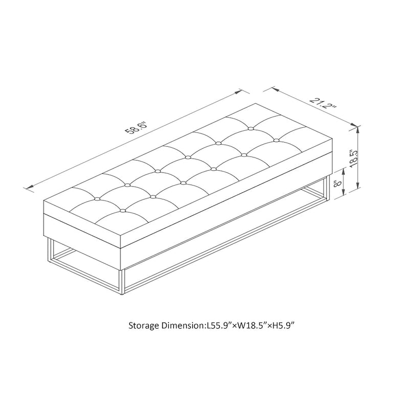 58.6  Bed Bench Metal Base with Storage