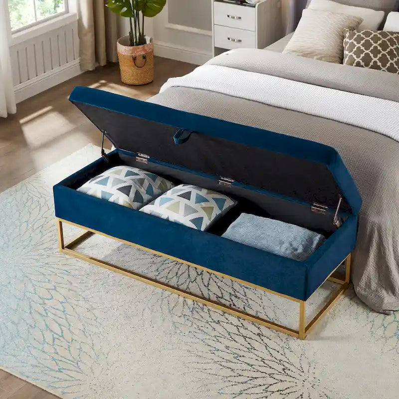 58.6  Bed Bench Metal Base with Storage