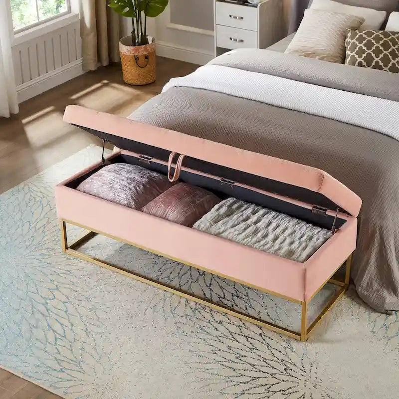 58.6  Bed Bench Metal Base with Storage