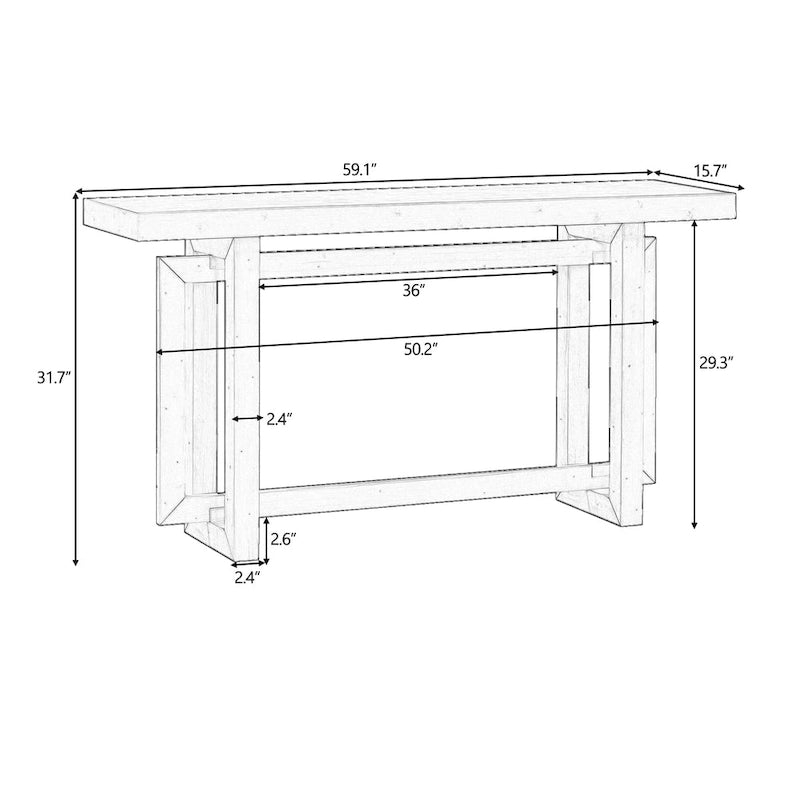 Console Table with Industrial-inspired Concrete Wood Top