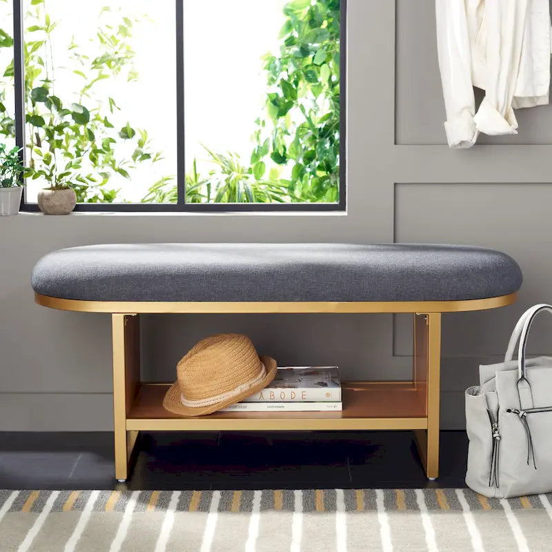 SAFAVIEH Mignon Open Shelf Bench withCushion - 42  W x 15  D x 18  H - 42Wx15Dx18H