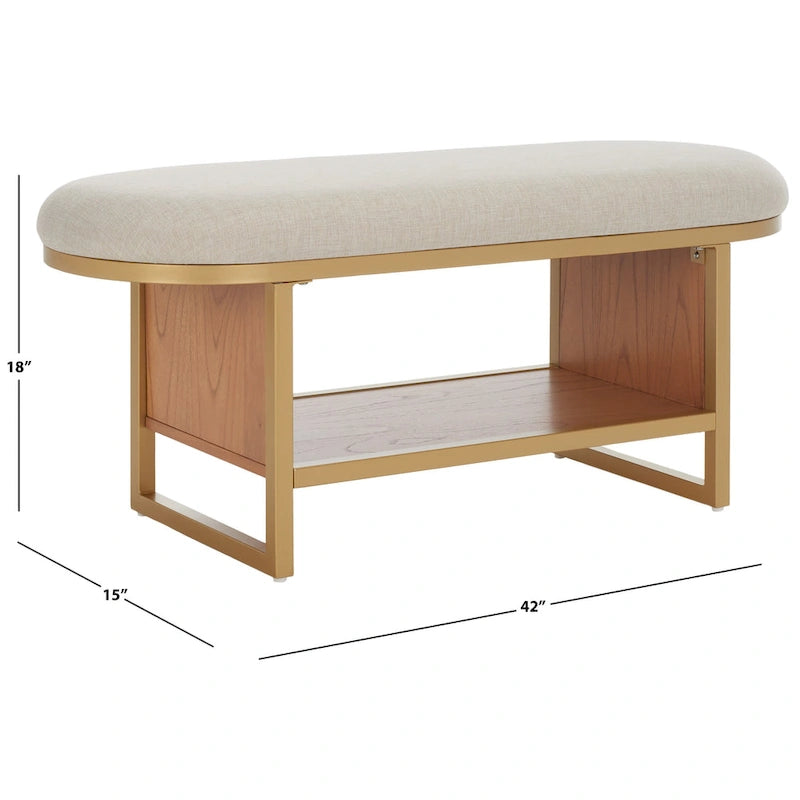 SAFAVIEH Mignon Open Shelf Bench withCushion - 42  W x 15  D x 18  H - 42Wx15Dx18H