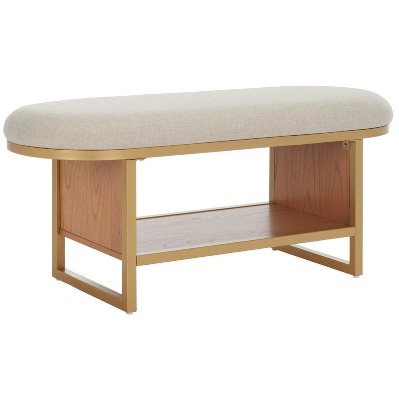 SAFAVIEH Mignon Open Shelf Bench withCushion - 42  W x 15  D x 18  H - 42Wx15Dx18H