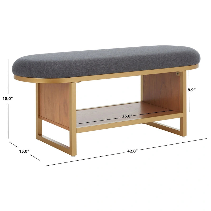 SAFAVIEH Mignon Open Shelf Bench withCushion - 42  W x 15  D x 18  H - 42Wx15Dx18H