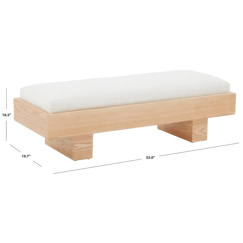 SAFAVIEH Couture Ferah White Wood Bench - 52  W x 20  D x 17  H - 52Wx20Dx17H