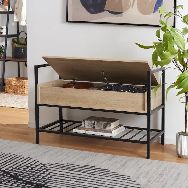 SAFAVIEH Polymnia Storage Bench - 35  W x 16  D x 24  H - 35Wx16Dx24H