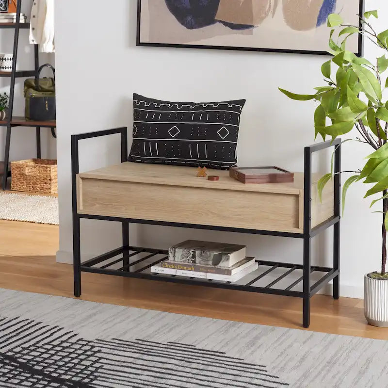 SAFAVIEH Polymnia Storage Bench - 35  W x 16  D x 24  H - 35Wx16Dx24H