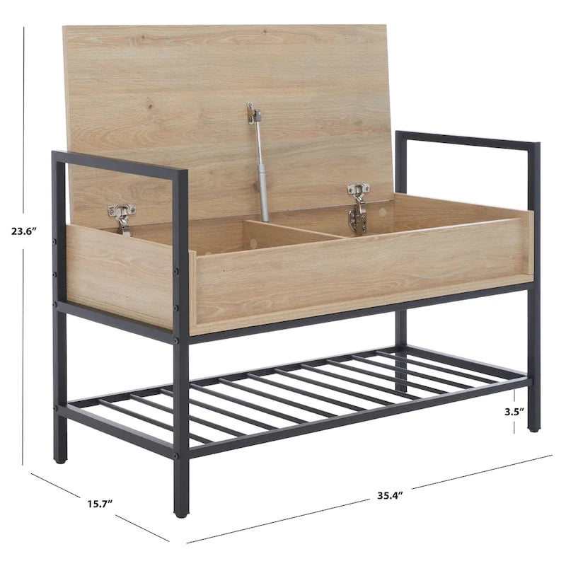 SAFAVIEH Polymnia Storage Bench - 35  W x 16  D x 24  H - 35Wx16Dx24H