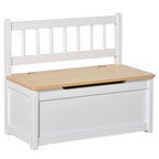 Qaba 2-IN-1 Wooden Toy Box Kids Seat Bench Storage Chest Cabinet Chunk Cube with Safety Pneumatic Rod