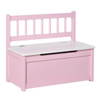 Qaba 2-IN-1 Wooden Toy Box Kids Seat Bench Storage Chest Cabinet Chunk Cube with Safety Pneumatic Rod