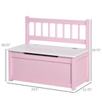 Qaba 2-IN-1 Wooden Toy Box Kids Seat Bench Storage Chest Cabinet Chunk Cube with Safety Pneumatic Rod